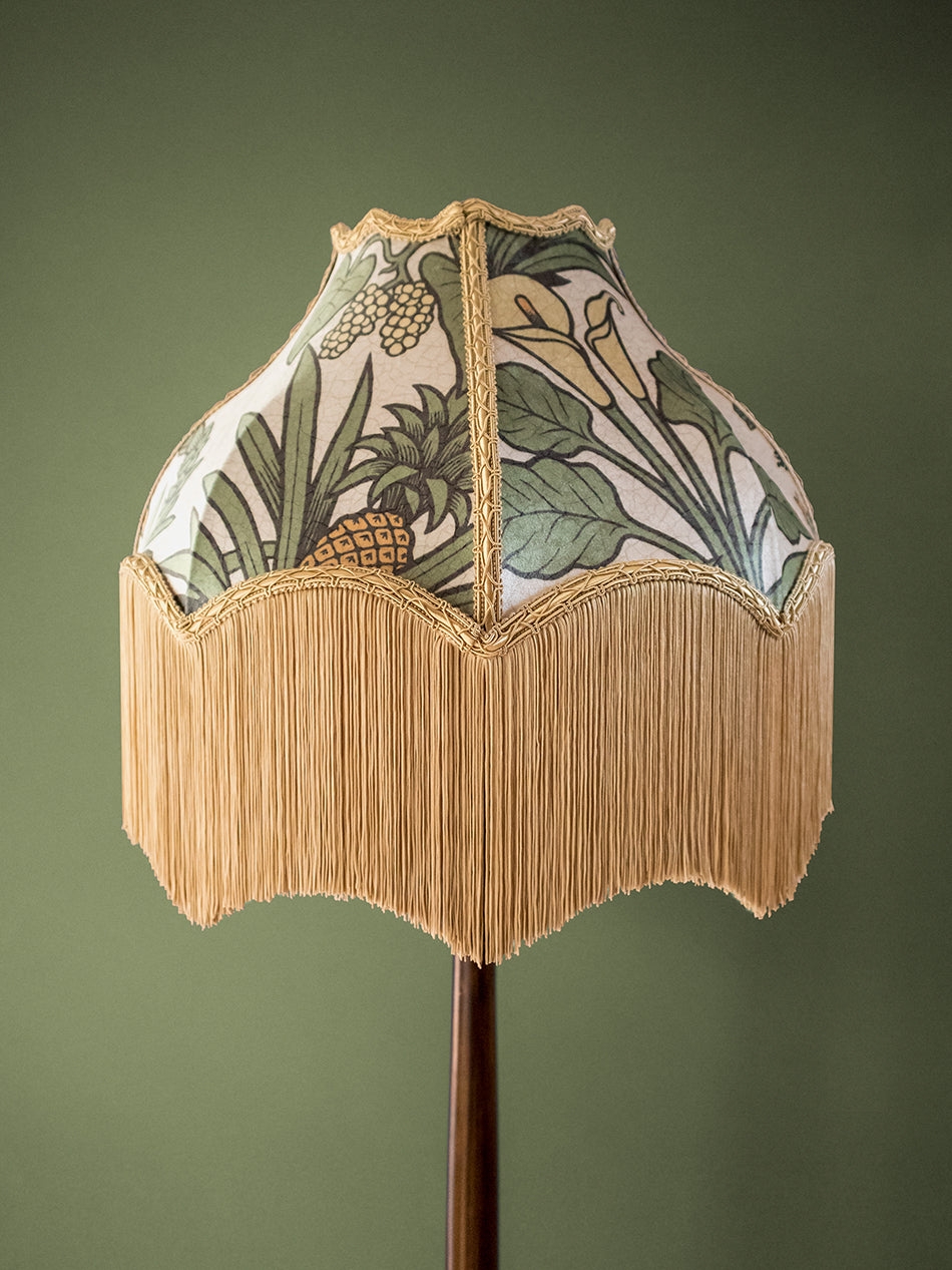 Floor Lampshade Long Fringe with Heritage Pineapple Motif