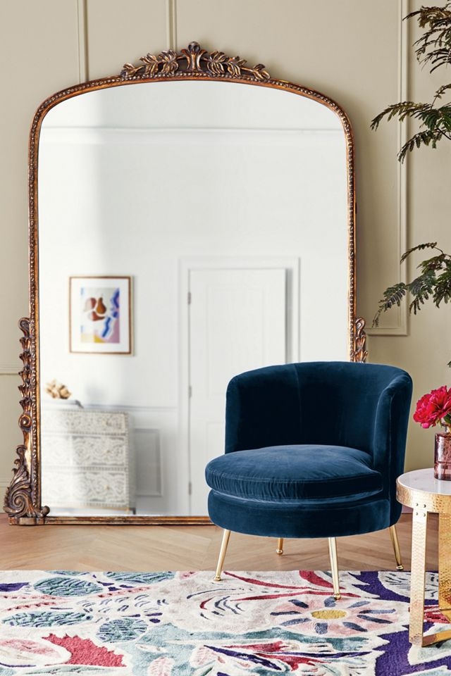 Floor Mirror Gilded Arched Silhouette Statement Dressing Room