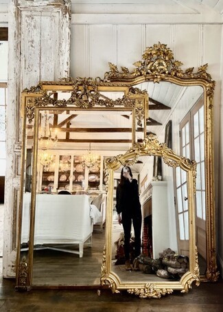 Floor Mirror Ornate Carvings Antique Gold Large Arched Mirror