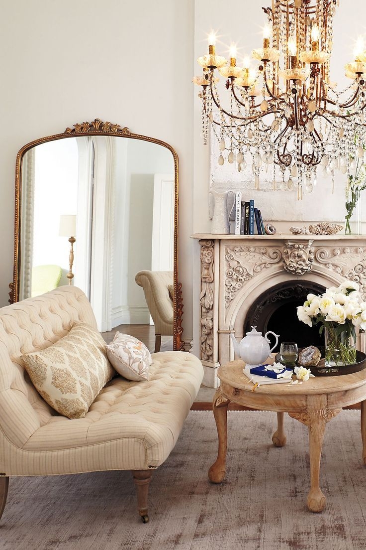 Floor Mirror Parisian Living Room Decor Floral Cresting Style