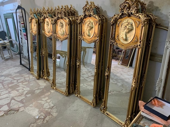Floor Mirror Portrait Cameo Warm Metallic Baroque 70 Inch Mirror