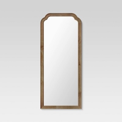 Floor Mirror Scalloped Top Natural Wood French Country Decor