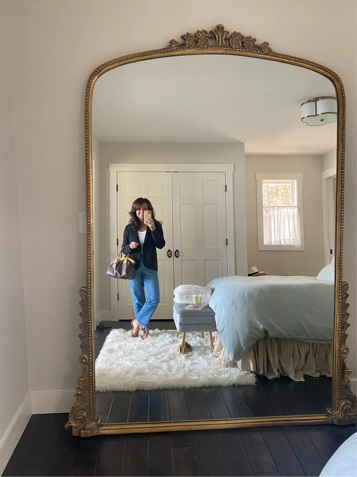 Floor Mirror Sculptural Gilded French Country Glam Decor
