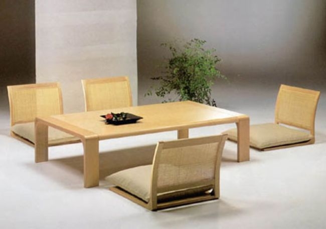 Floor Seating Set Zaisu Style Legless Dining Table