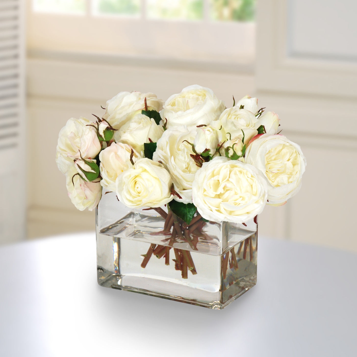 Floral Arrangement: Creamy White Roses White Rose Centerpiece