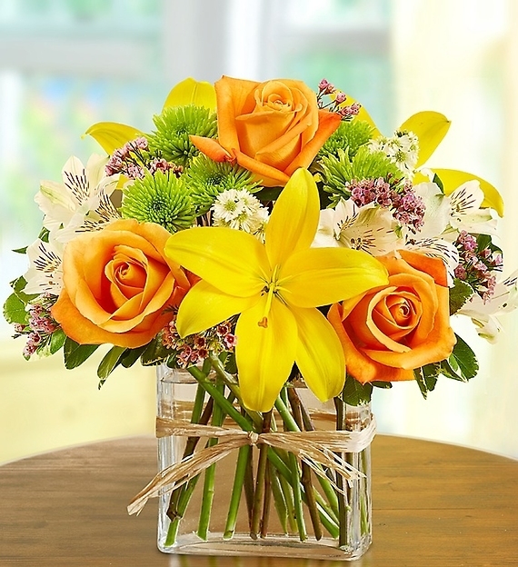 Floral Arrangement: Natural Raffia Bow Garden Style Bouquet