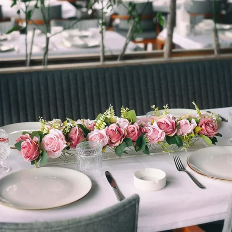 Floral Centerpiece: Low Profile Clear Rectangular Floral Vase