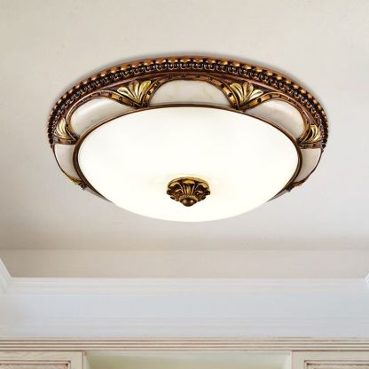Flush Mount Light Beaded Rim Antique Brass Flush Mount