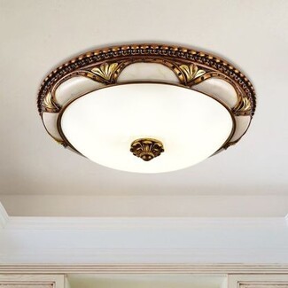 Flush Mount Light Beaded Rim Antique Brass Flush Mount