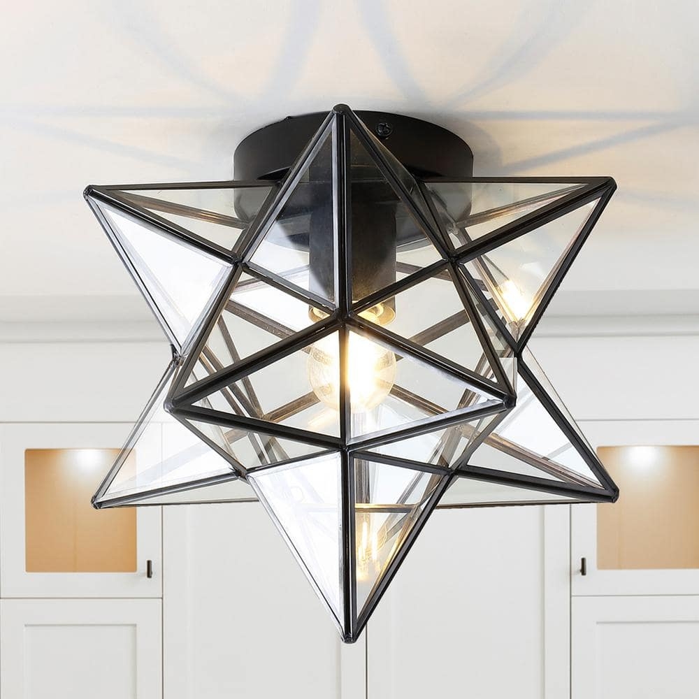Flush Mount Light Clear Glass Geometric Star Fixture