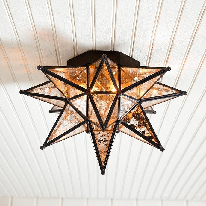Flush Mount Light Mercury Glass Faceted Star Light