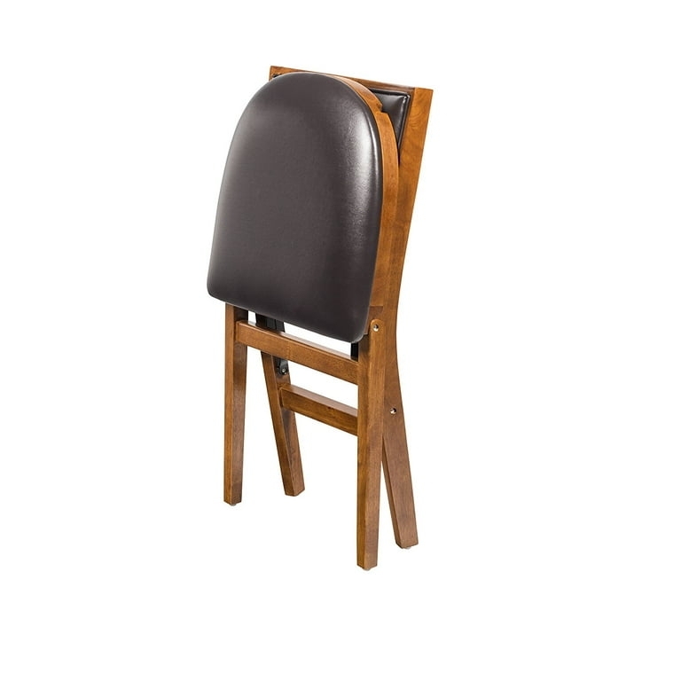 Folding Chair with Curved Back and Walnut Wood Finish