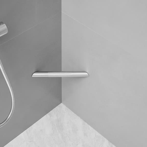 Foot Rest Bar: Corner Shaving Bar in Brushed Nickel