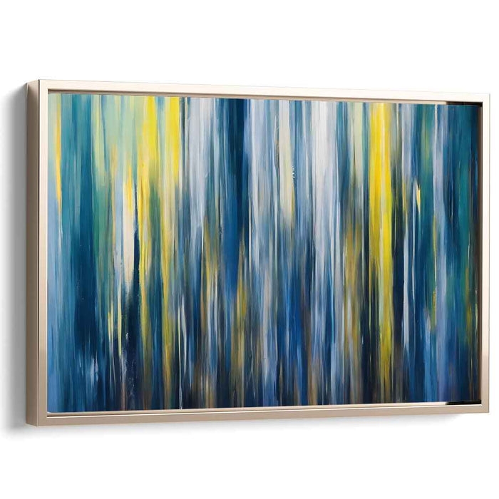 Framed Canvas Art Blue Yellow Vertical Fusion Gold Floating Frame