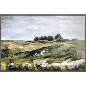 Framed Canvas Art featuring Olive Abstract Landscape