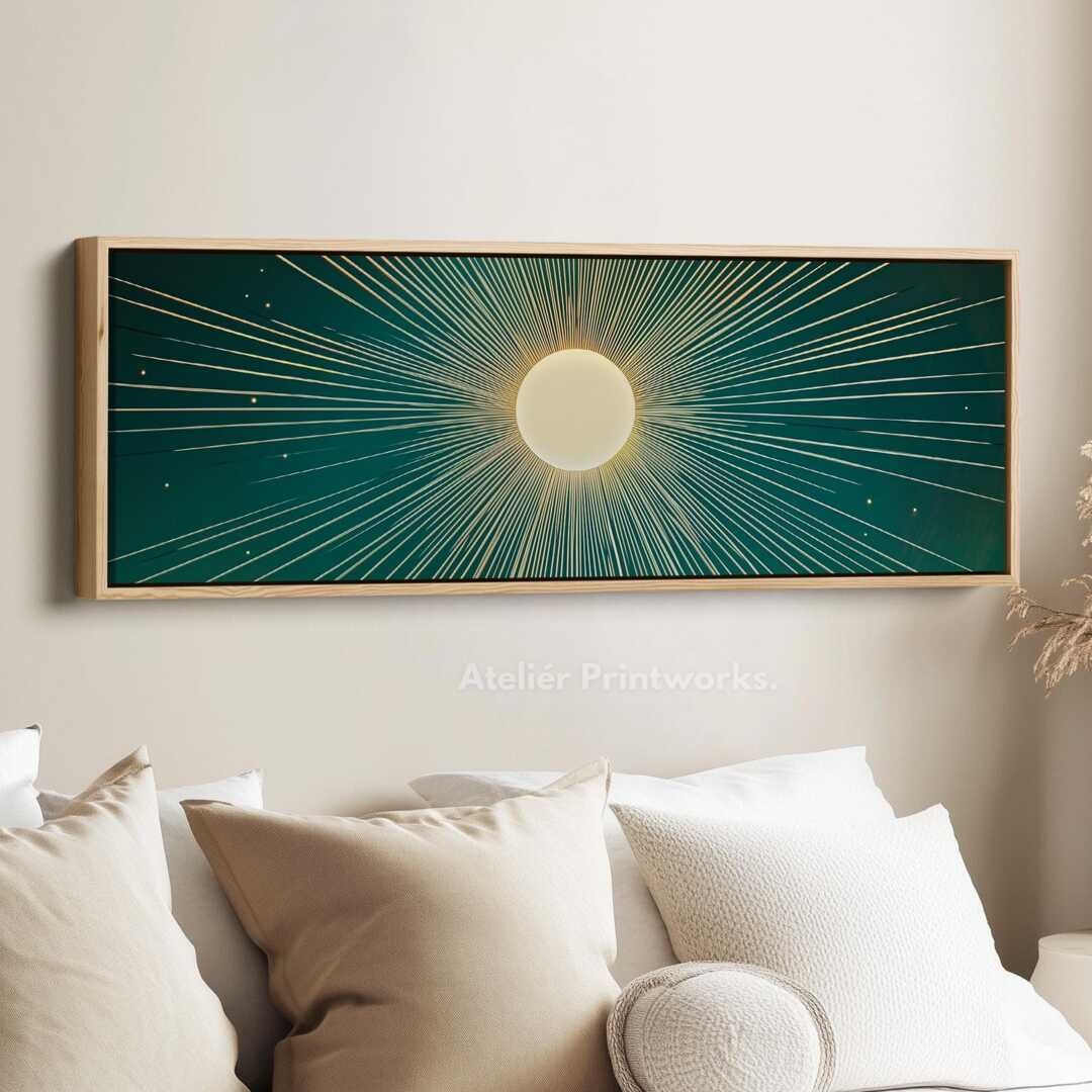 Framed Canvas Art Sunburst Motif Panoramic Sunburst Wall Art