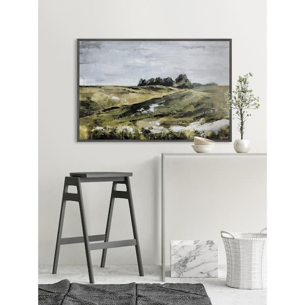 Framed Canvas Art with Minimalist Charcoal Frame Accents