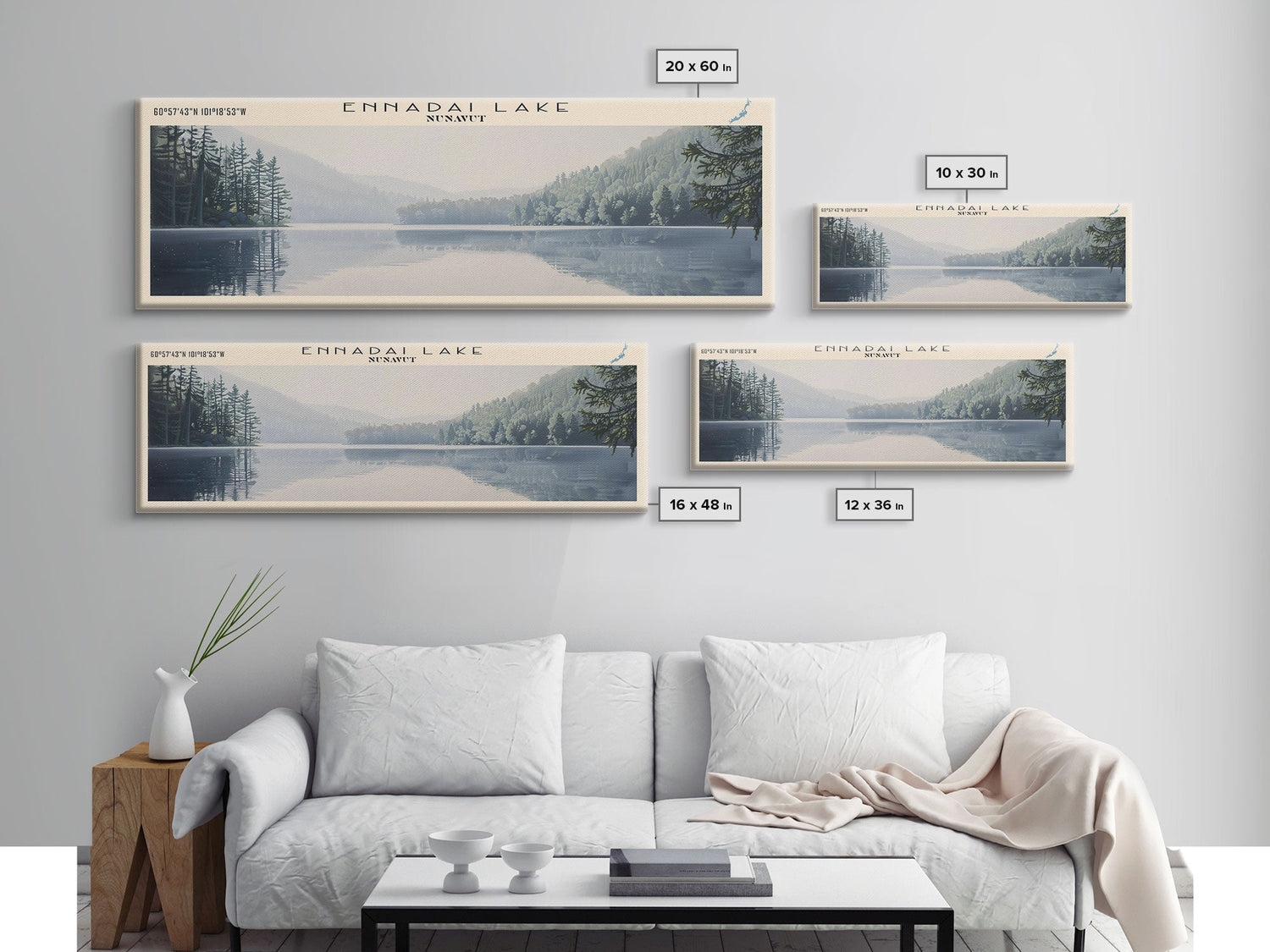Framed Canvas Print featuring Nunavut Coordinate Text