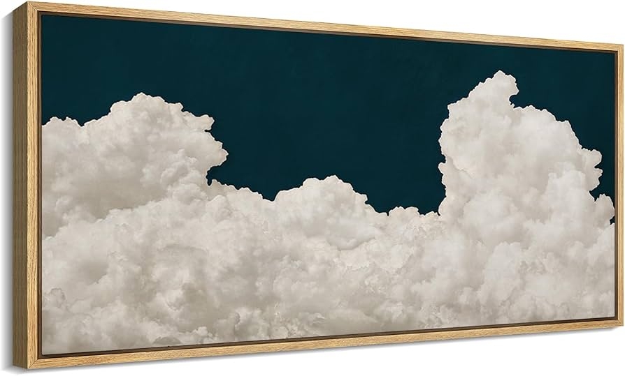 Framed Canvas Print with Deep Navy Cloudscape Imagery