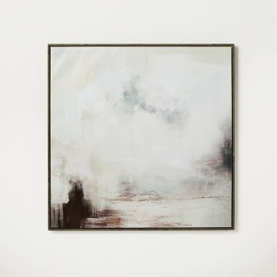 Framed Canvas with Atmospheric Misty Earth Tone Art