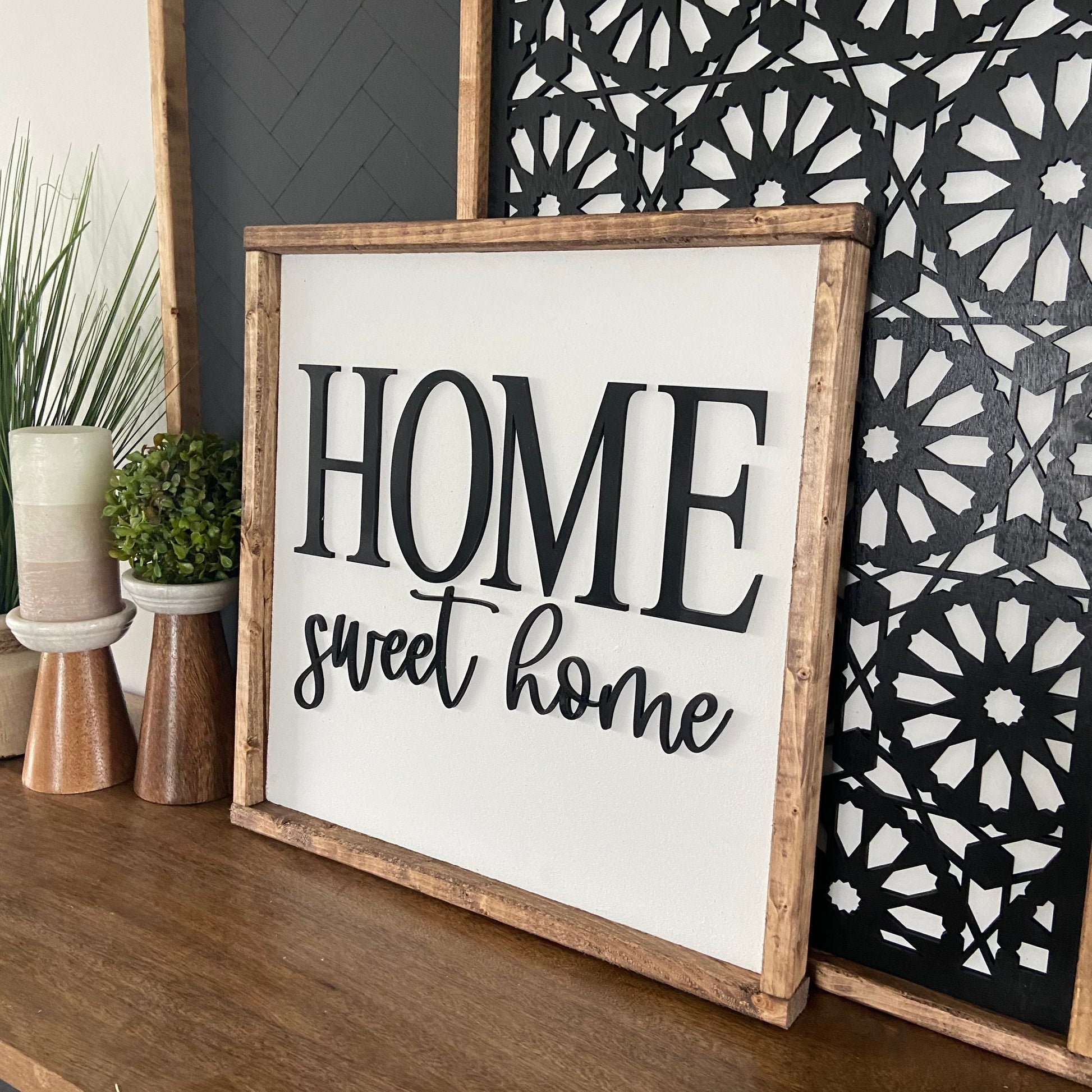 Framed Sign: 3D Home Sweet Home Sign Farmhouse Frame
