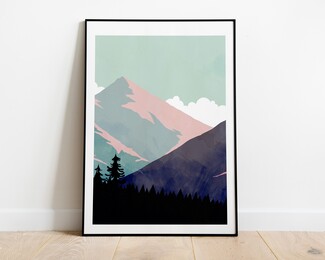 Framed Wall Art: Dusty Rose Highlights Minimalist Art