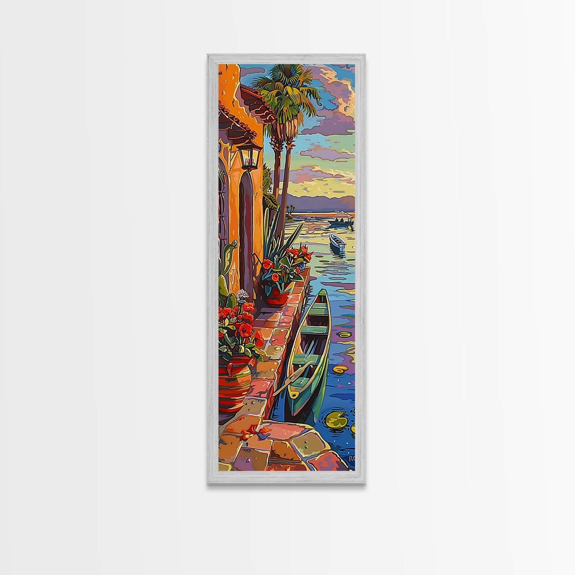 Framed Wall Art Extreme Vertical Ratio with Sunset Coastal Print