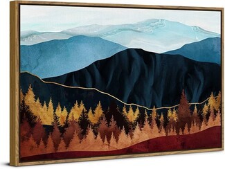 Framed Wall Art: Gold Line Accent Autumnal Forest Art