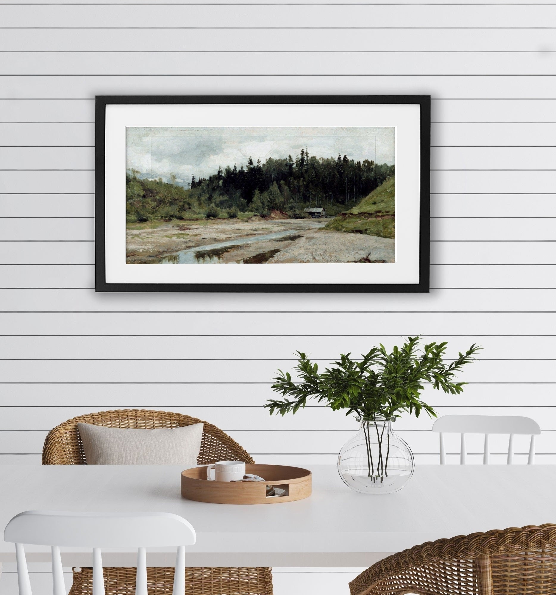 Framed Wall Art Horizontal Landscape Farmhouse Dining Decor