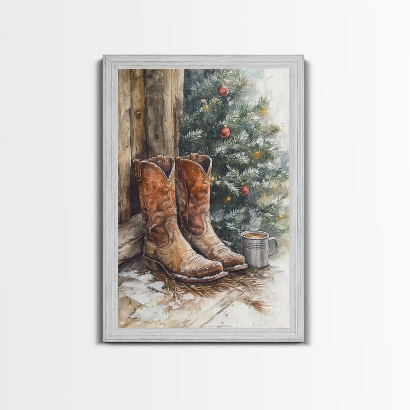 Framed Wall Art in Watercolor Style with Whitewashed Frame
