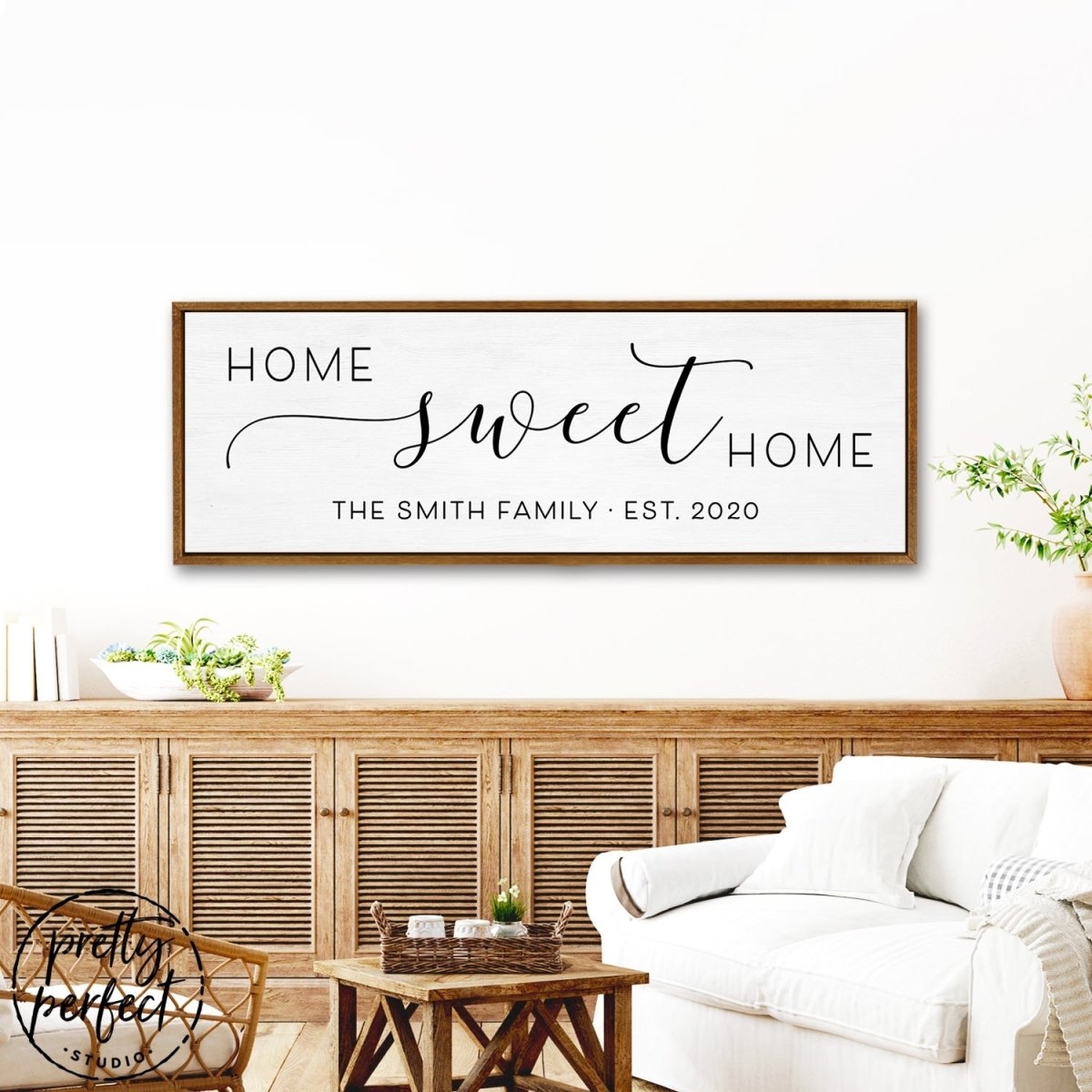 Framed Wall Art: Personalized Family Name Sign Brown
