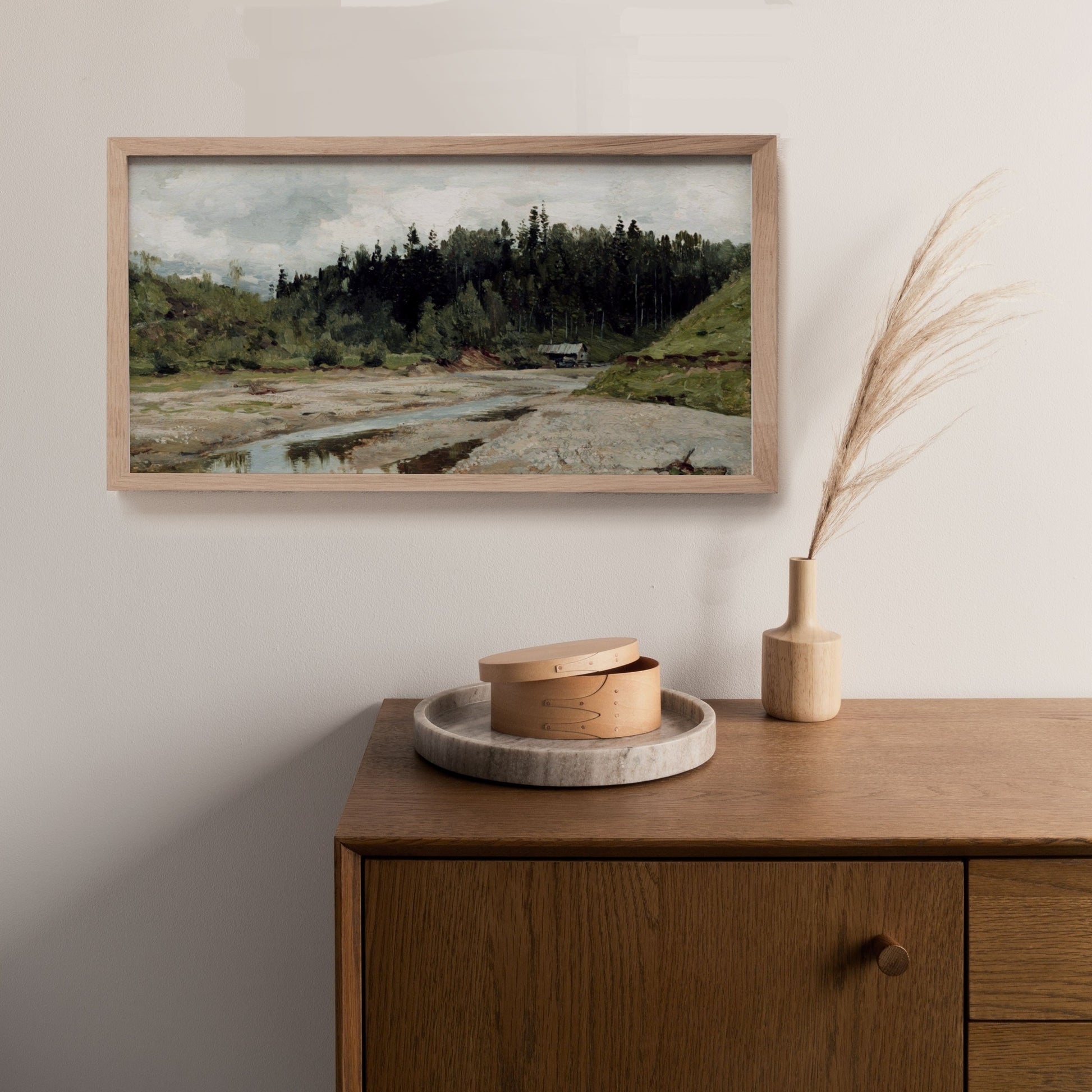 Framed Wall Art Wide Landscape Format Vintage Stream Print