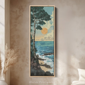 Framed Wall Art Wood Toned Frame Coastal Landscape Nature Print