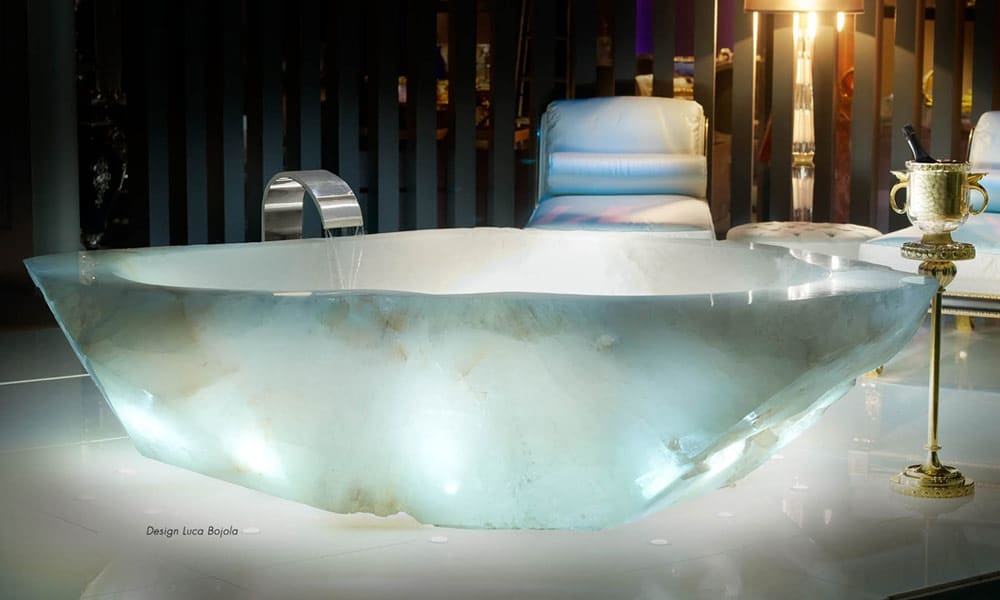 Freestanding Bathtub Internal Lighting Lit Translucent Stone
