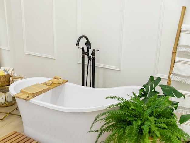 Freestanding Bathtub: Slipper Shape Slipper Tub With Floor Faucet