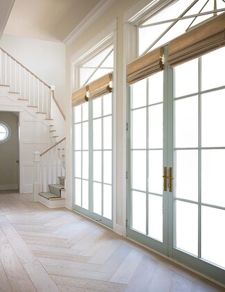 French Doors with Mint Blue Frames and Mint Blue French Doors