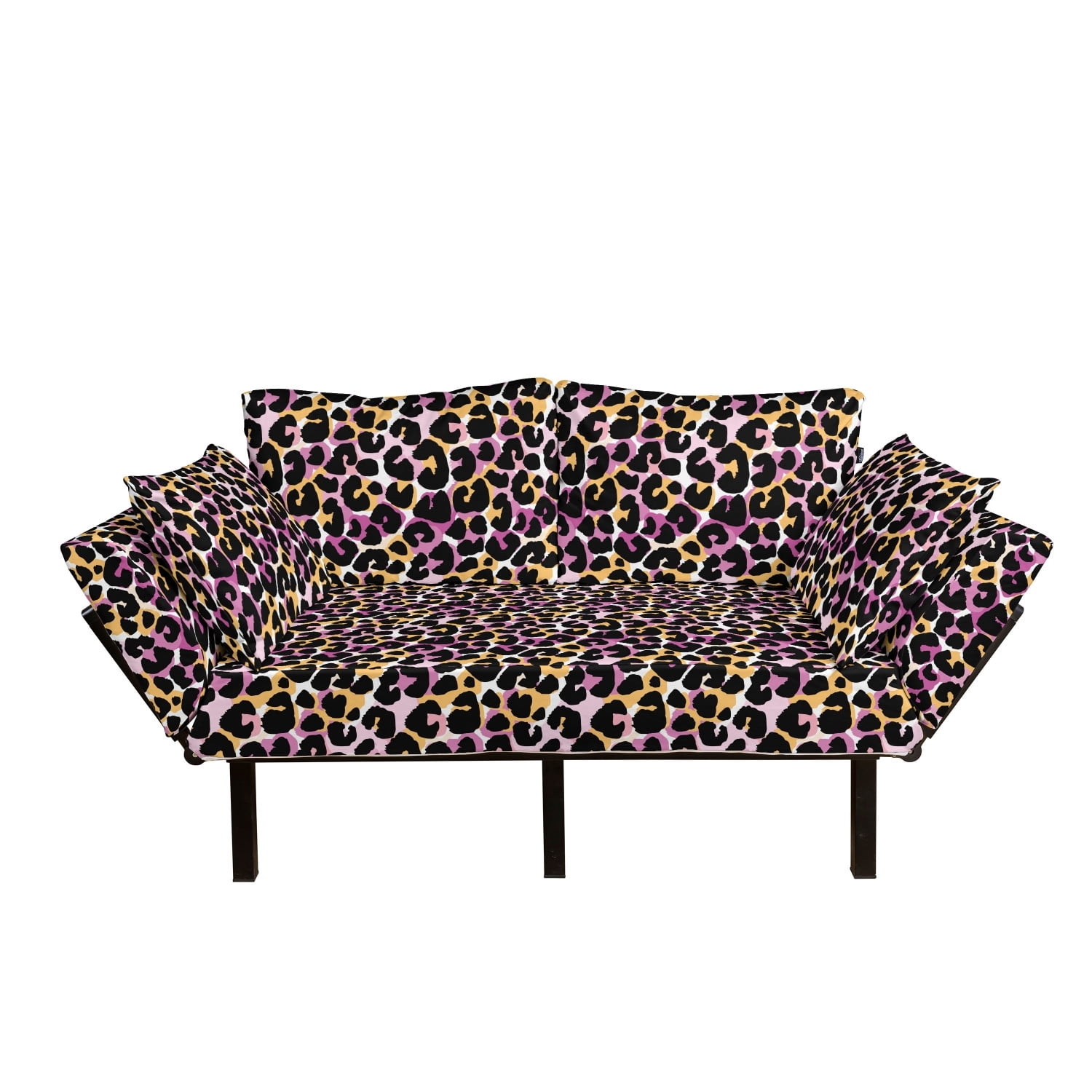 Futon Couch: Metal Frame Pink Animal Print Daybed