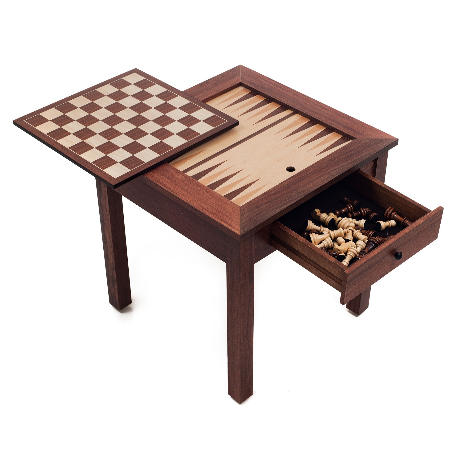 Game Table featuring Integrated Backgammon and 3-in-1 Board Storage