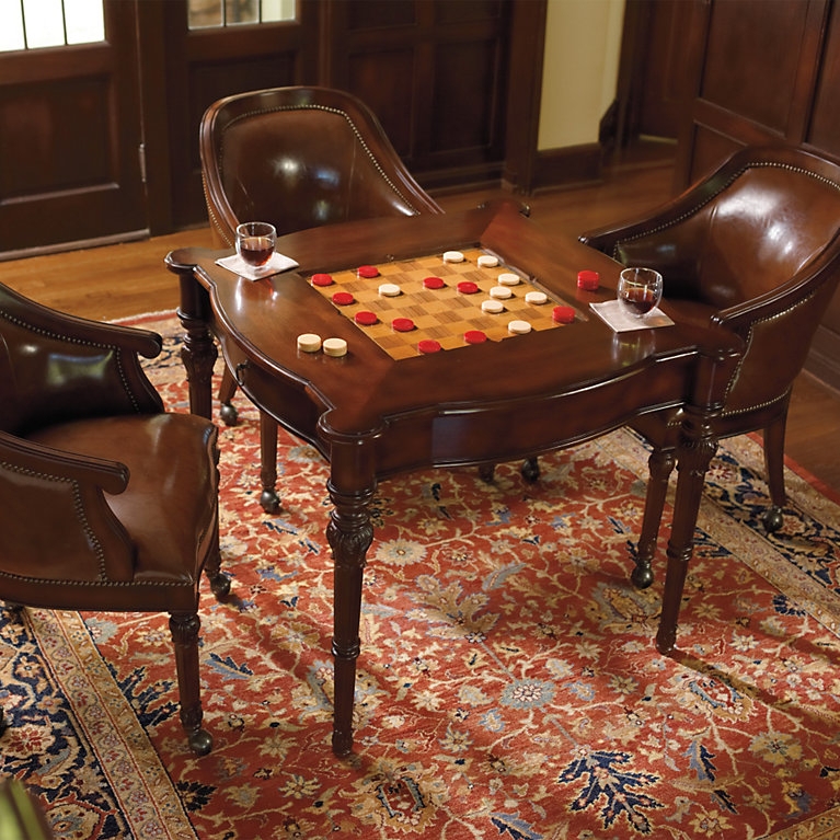 Game Table Set Nailhead Trim and Library Game Furniture