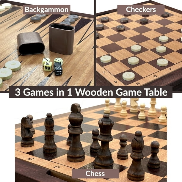 Game Table with Algebraic Notation and 3-in-1 Design
