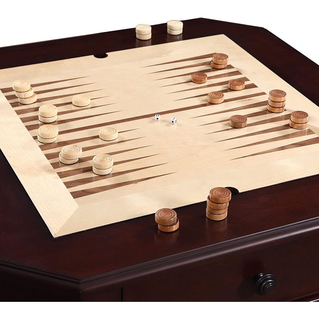 Game Table with Inlaid Backgammon Board and Octagonal Edge