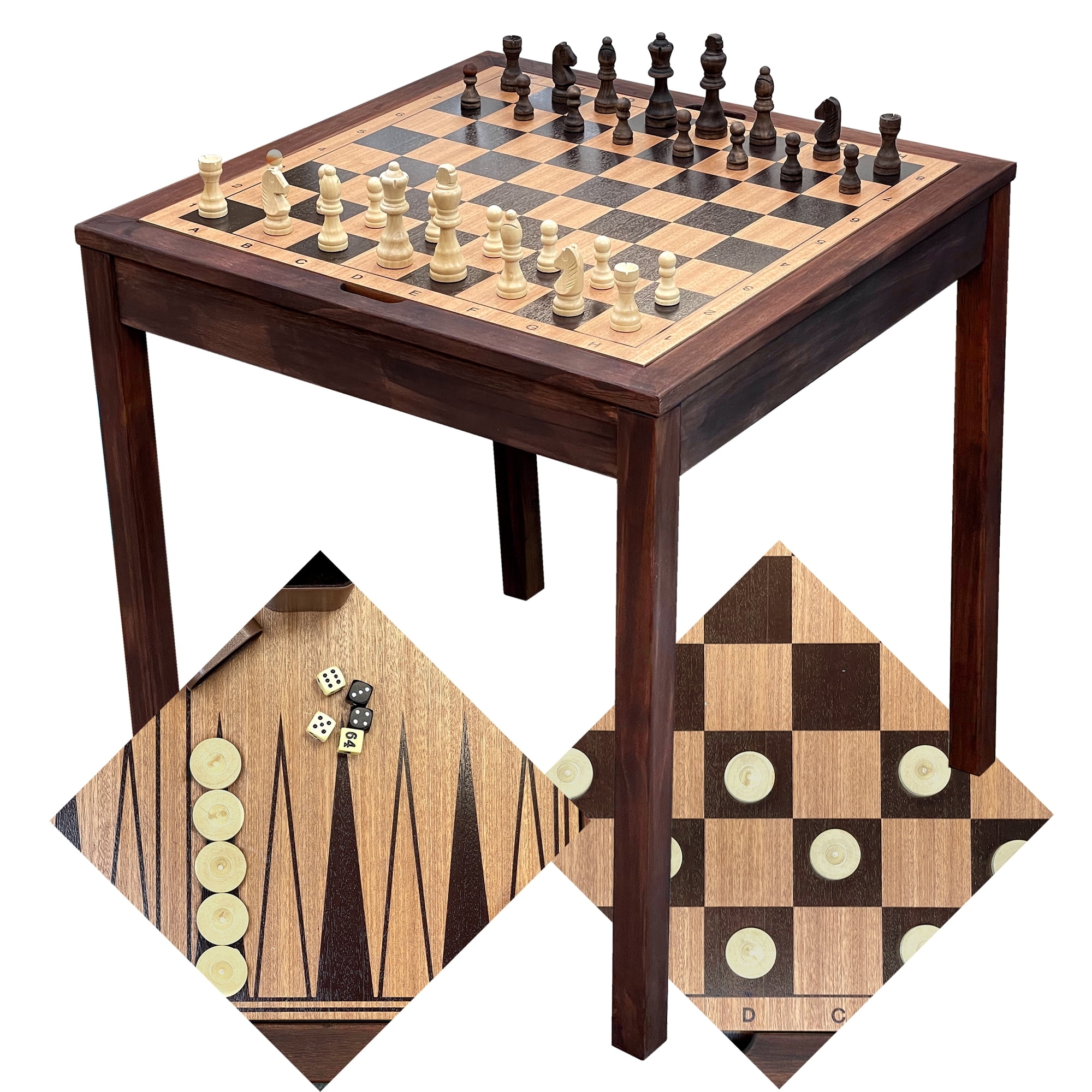 Gaming Table in Espresso Brown with Classic Tapered Legs