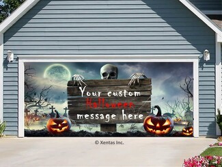 Garage Door Banner Spooky Graveyard Personalized Halloween Mural