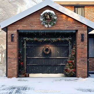 Garage Door Cover Trompe L'oeil Depth 3D Holiday Christmas Mural