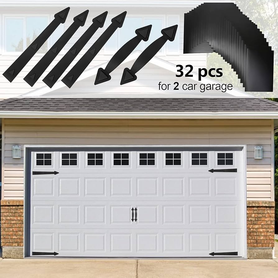 Garage Door Hardware Kit Matte Black Magnetic Hinges and Faux Windows