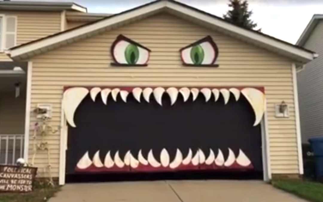 Garage Door Monster Mouth Halloween Decor with Giant Fanged Teeth