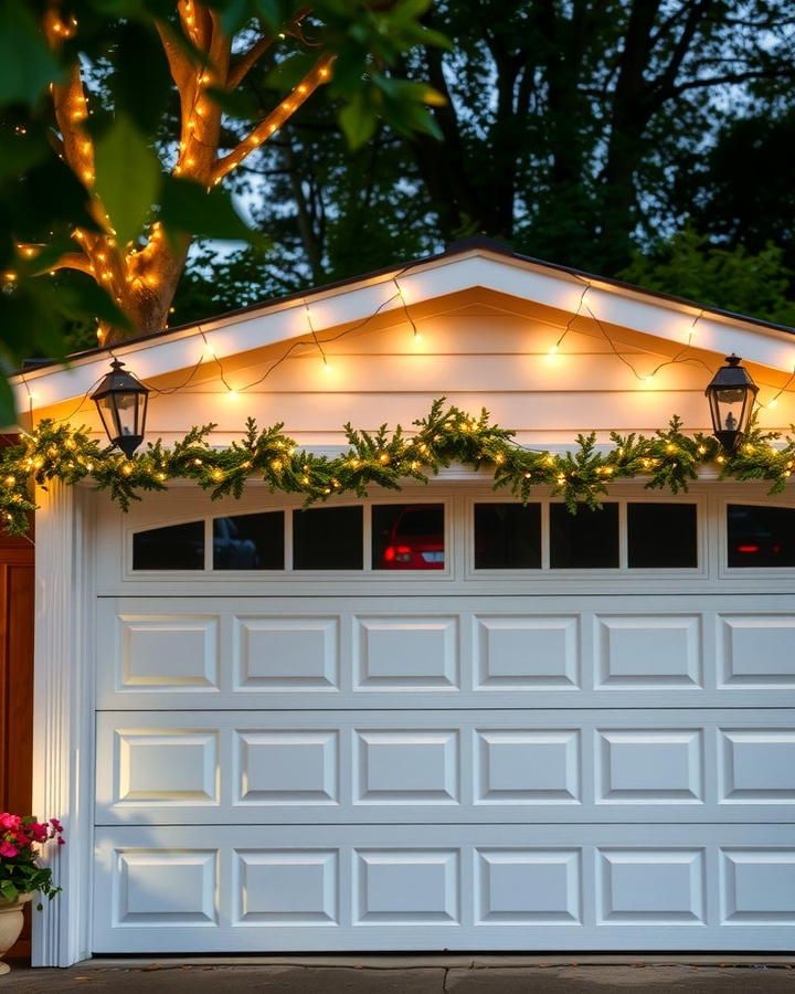 Garage Door Traditional Christmas Greenery Illuminated Pine Garland