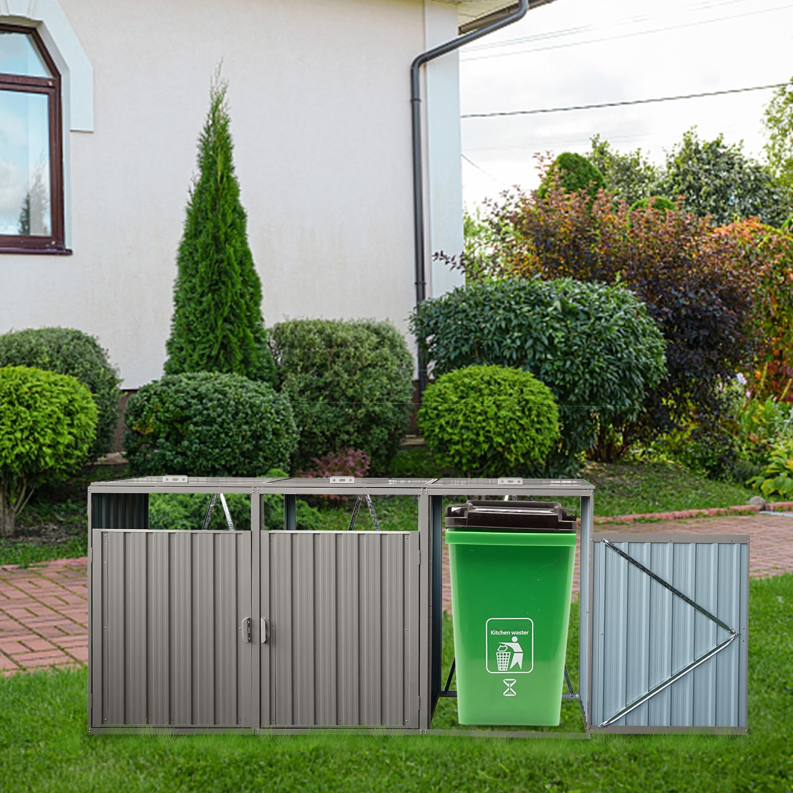 Garbage Bin Shed Corrugated Metal Backyard Waste Management
