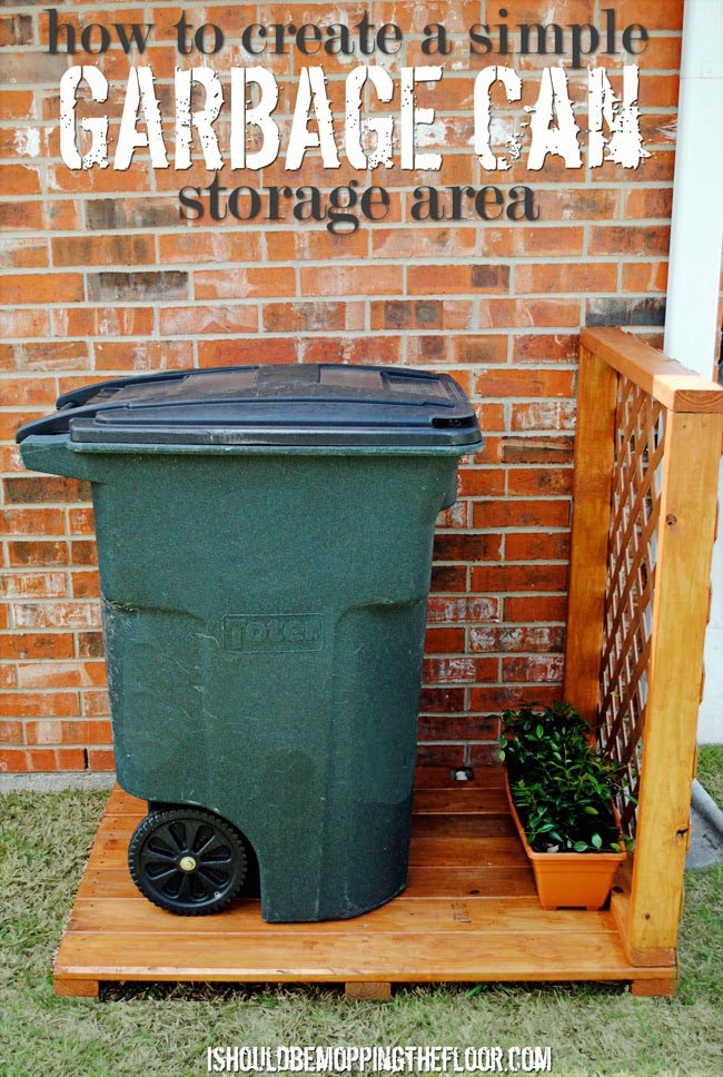 Garbage Can Enclosure Lattice Screen Slatted Wood Platform