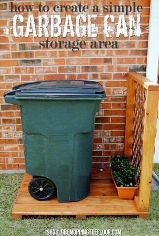 Garbage Can Enclosure Lattice Screen Slatted Wood Platform